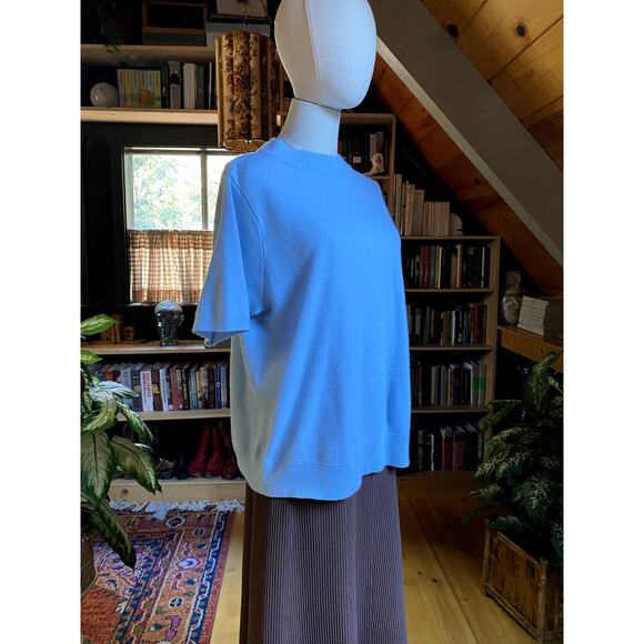 90s Short Sleeve Sweater Baby Blue - Picture 3 of 5